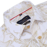 Milan Gold & White Floral Long Sleeve Slim Fit Shirt - Upscale Men's Fashion