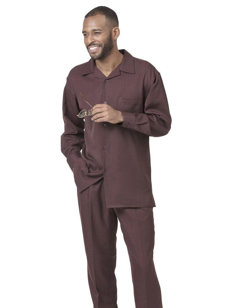 Mens Two Piece Walking Suit Solid Bend Collar Purple main image 1
