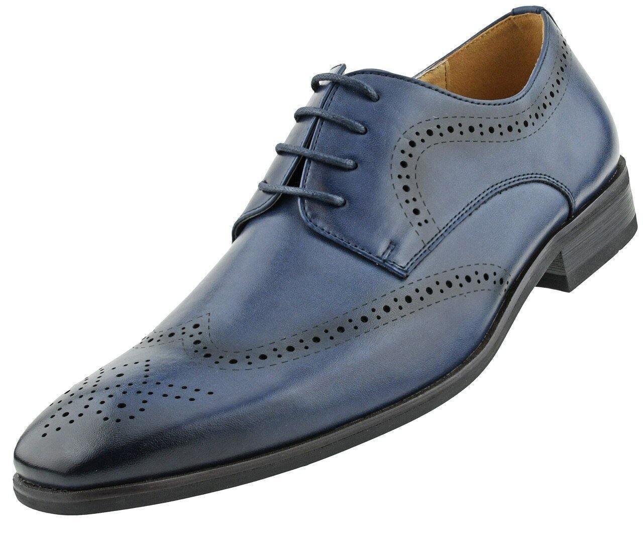 Navy Wingtip Dress Shoes - Upscale Men's Fashion