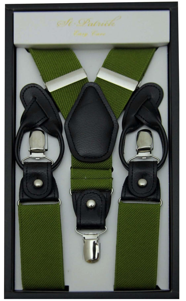 Olive Convertible Suspender Clip & Button - Upscale Men's Fashion