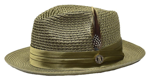 Olive Fedora Braided Straw Hat - Upscale Men's Fashion