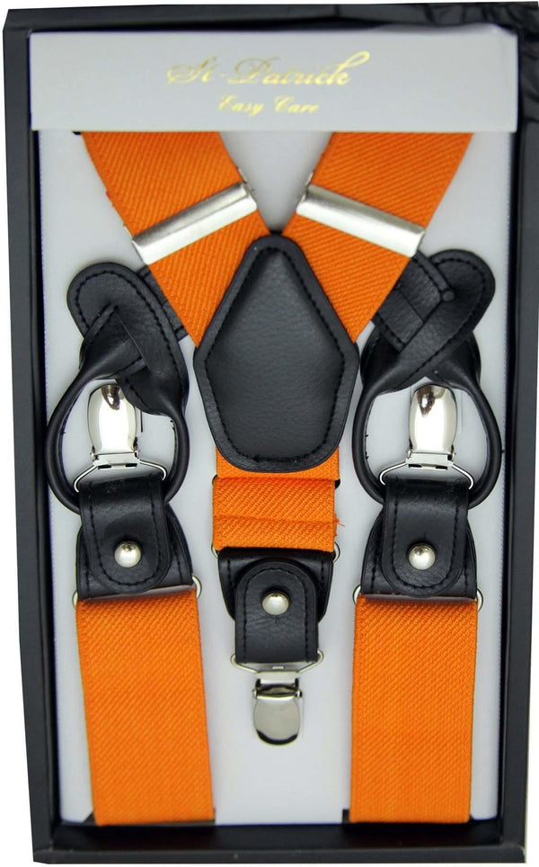 Orange Convertible Suspender Clip & Button - Upscale Men's Fashion