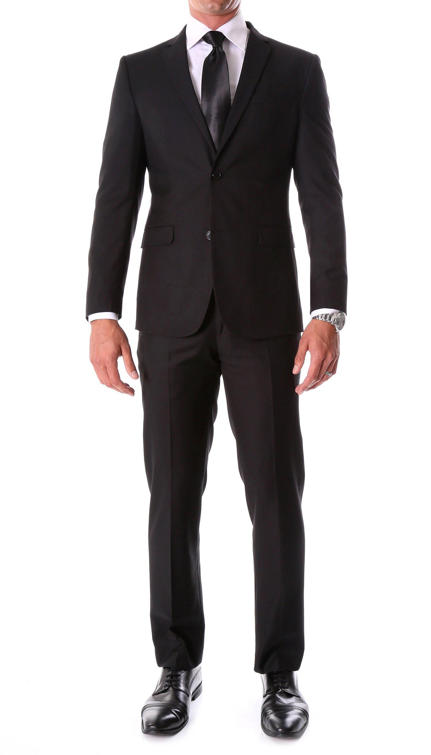 Oslo Collection - Slim Fit 2 Piece Suit Color Black - Upscale Men's Fashion