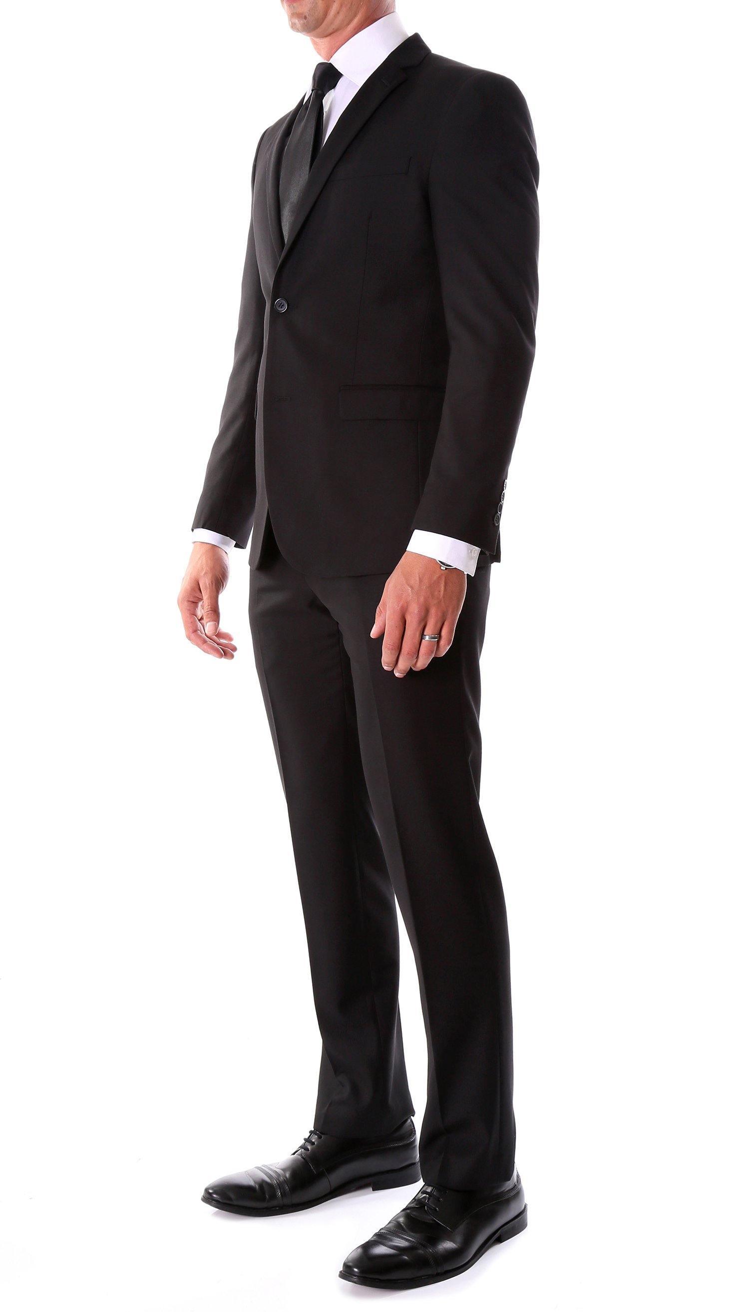 Oslo Collection - Slim Fit 2 Piece Suit Color Black - Upscale Men's Fashion