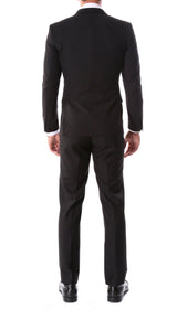 Oslo Collection - Slim Fit 2 Piece Suit Color Black - Upscale Men's Fashion
