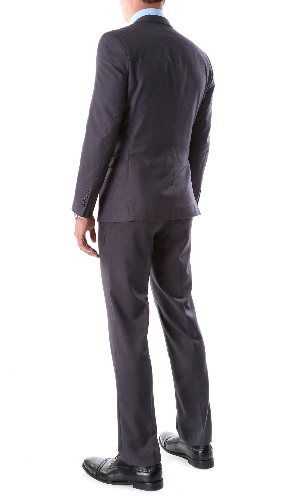 Oslo Collection - Slim Fit 2 Piece Suit Color Dark Grey - Upscale Men's Fashion