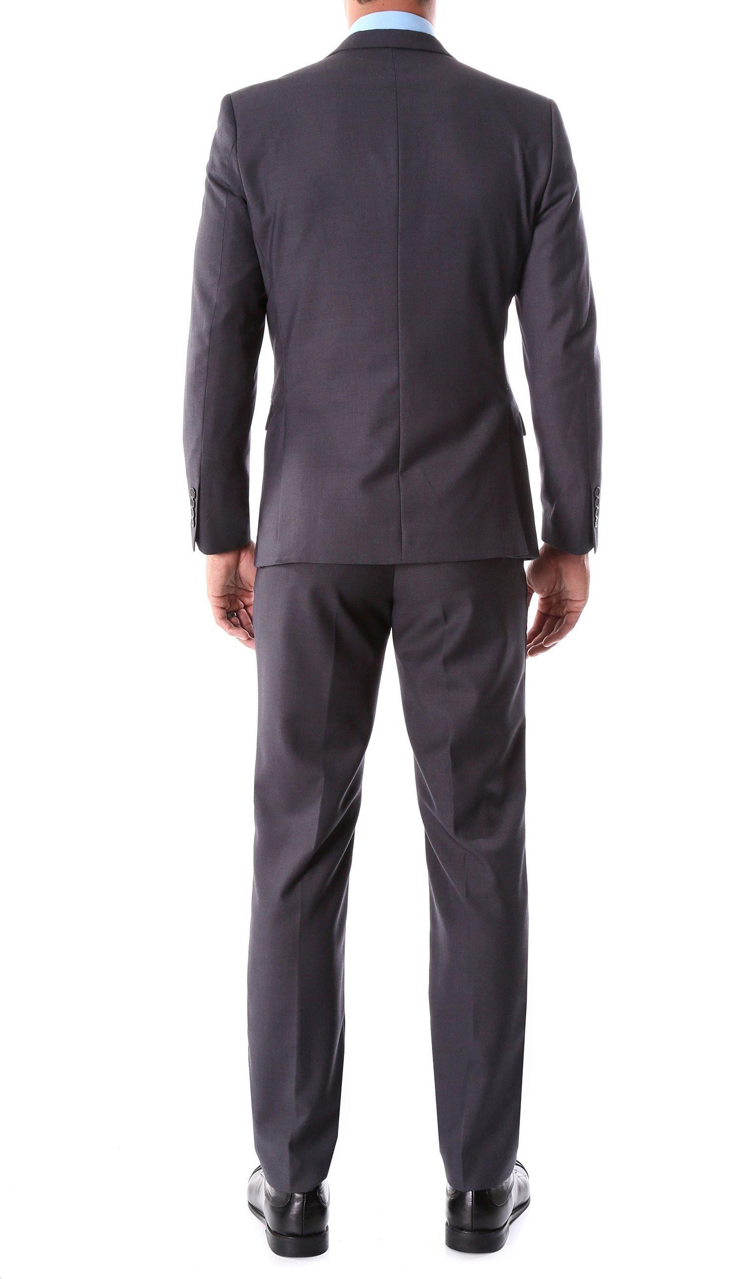 Oslo Collection - Slim Fit 2 Piece Suit Color Charcoal - Upscale Men's Fashion