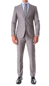 Oslo Collection - Slim Fit 2 Piece Suit Color Grey - Upscale Men's Fashion