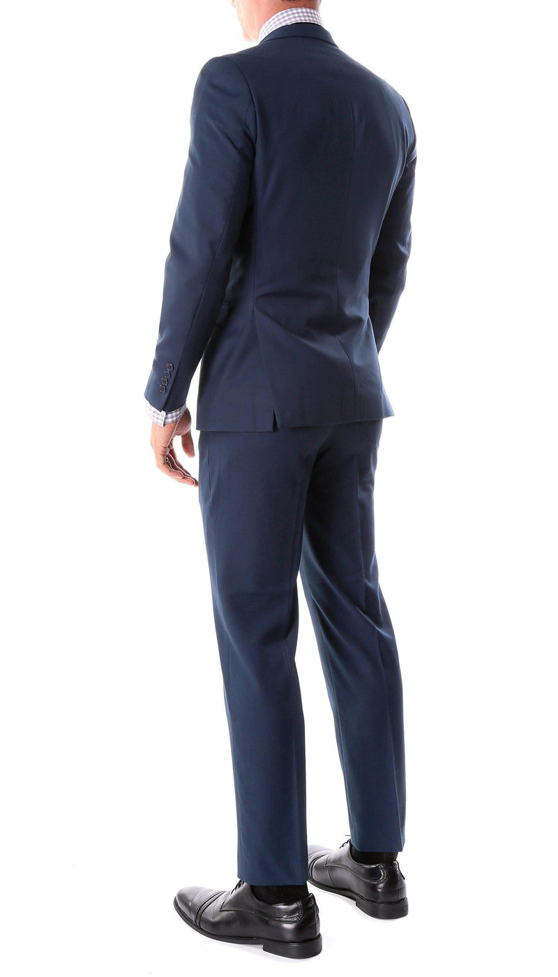 Oslo Collection - Slim Fit 2 Piece Suit Color Navy - Upscale Men's Fashion