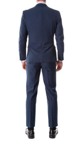 Oslo Collection - Slim Fit 2 Piece Suit Color Navy - Upscale Men's Fashion