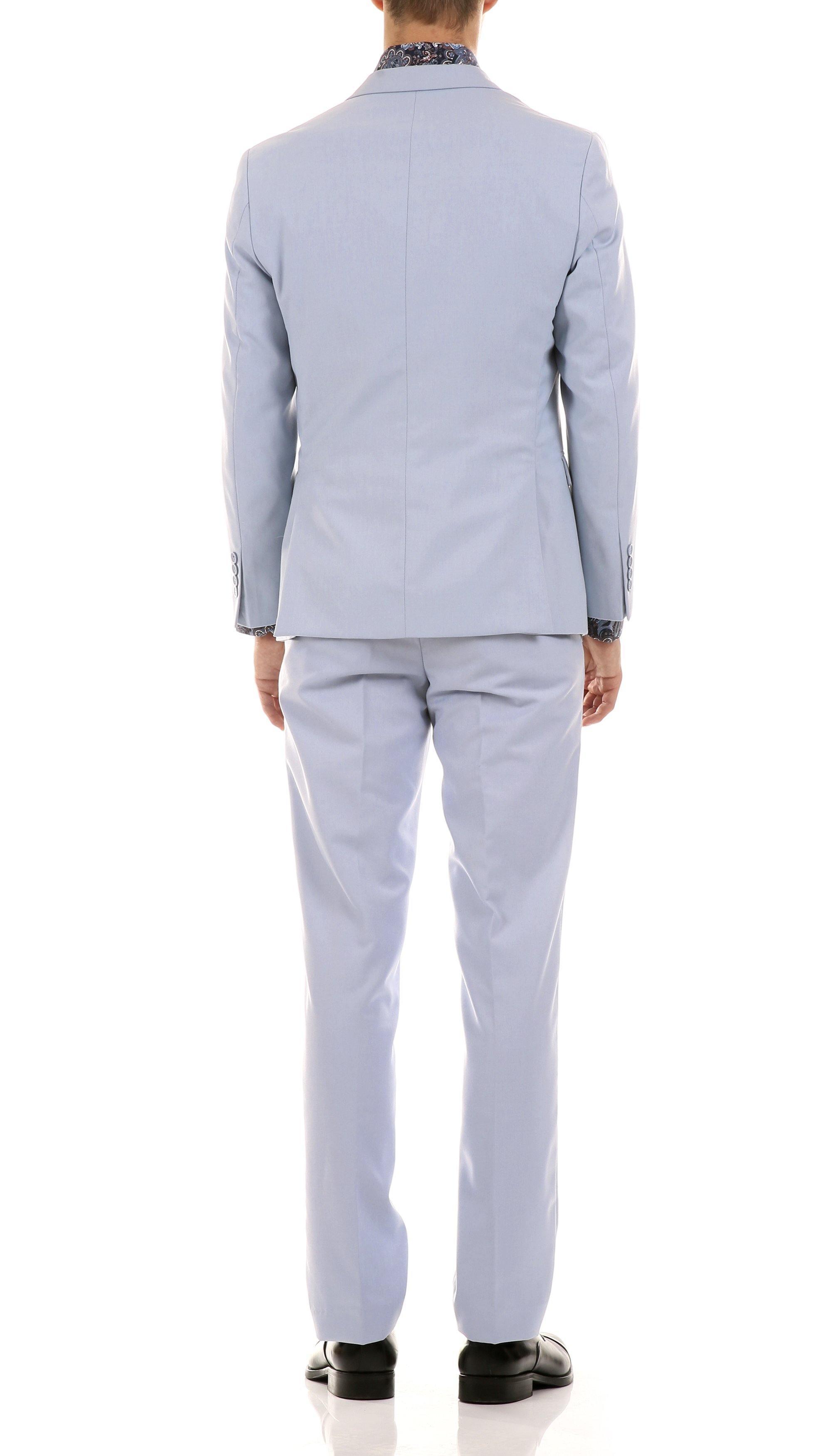 Oslo Collection - Slim Fit 2 Piece Suit Color Sky Blue - Upscale Men's Fashion