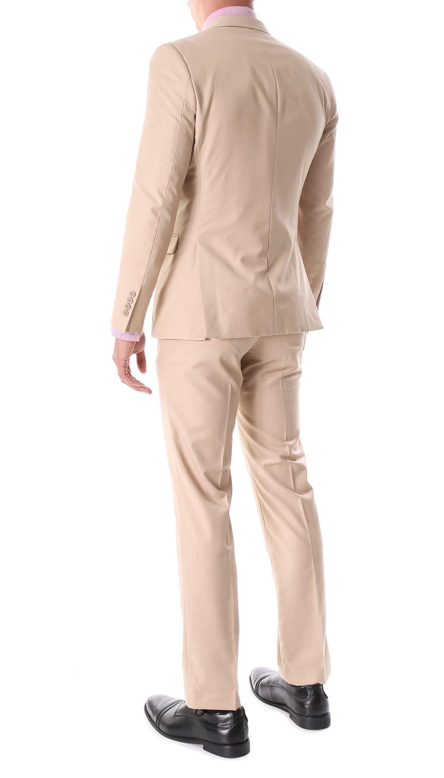 Oslo Collection - Slim Fit 2 Piece Suit Color Tan - Upscale Men's Fashion