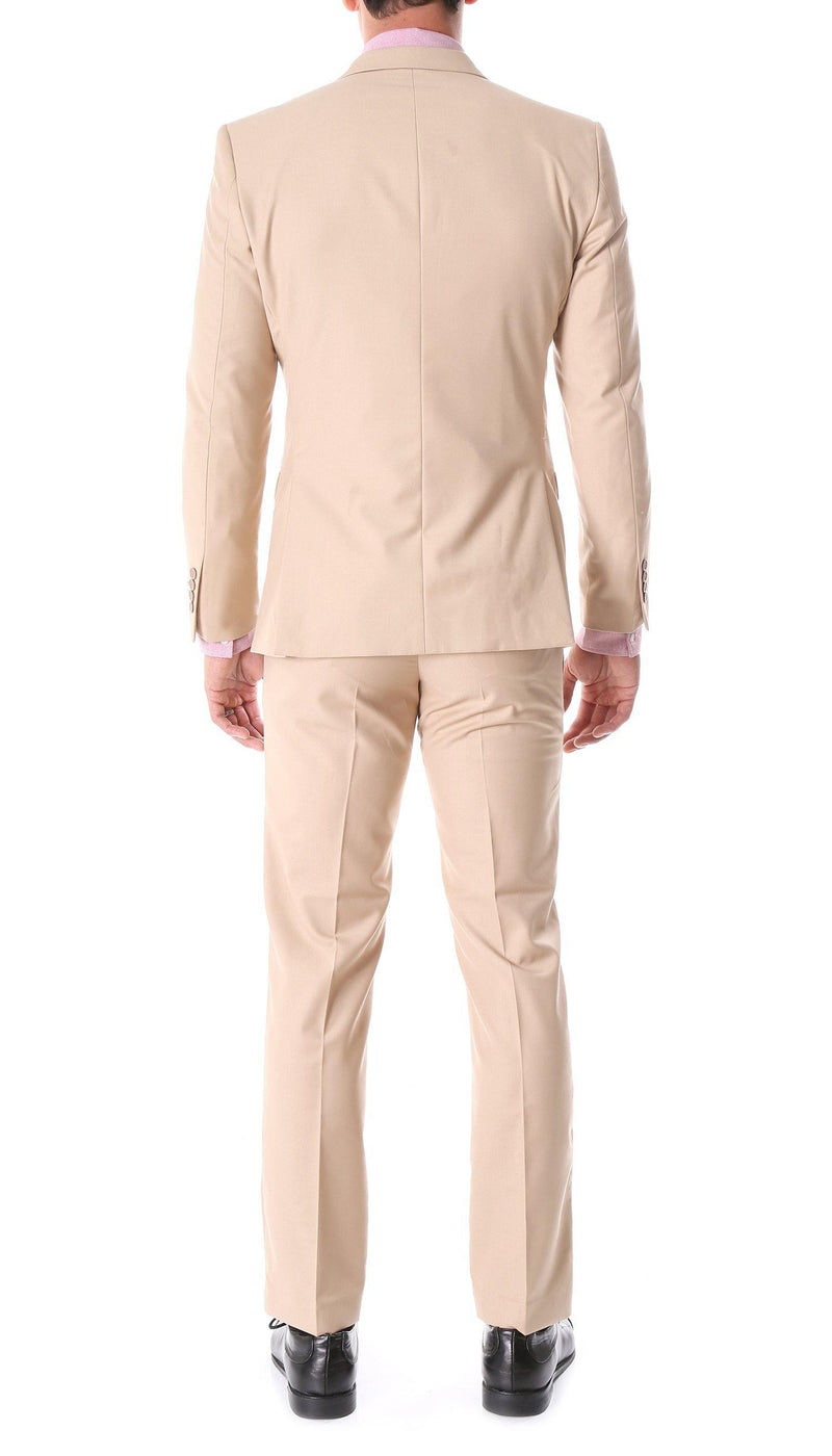 Oslo Collection - Slim Fit 2 Piece Suit Color Tan - Upscale Men's Fashion