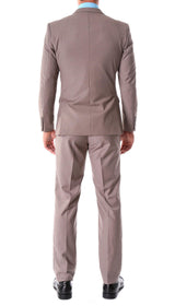 Oslo Collection - Slim Fit 2 Piece Suit Color Taupe - Upscale Men's Fashion