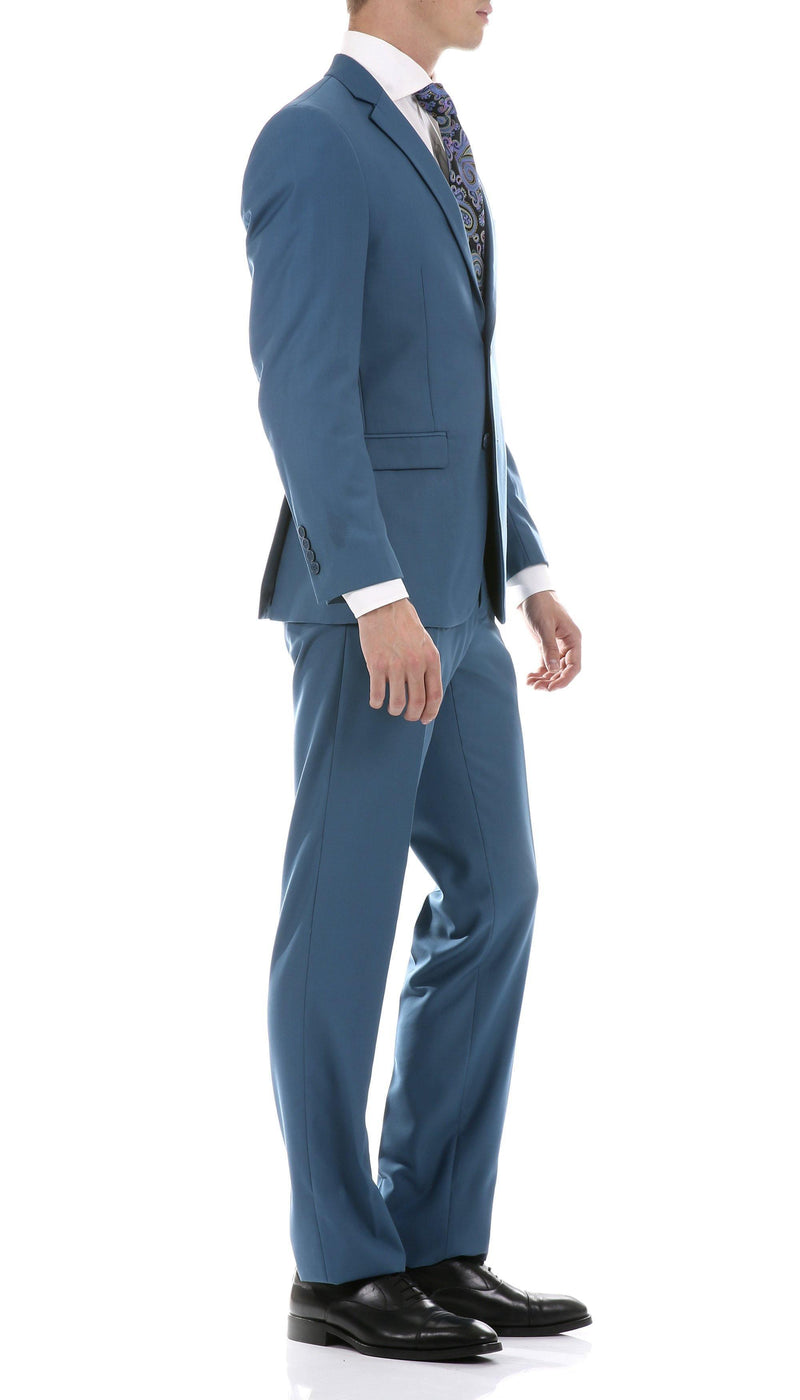 Oslo Collection - Slim Fit 2 Piece Suit Color Teal - Upscale Men's Fashion