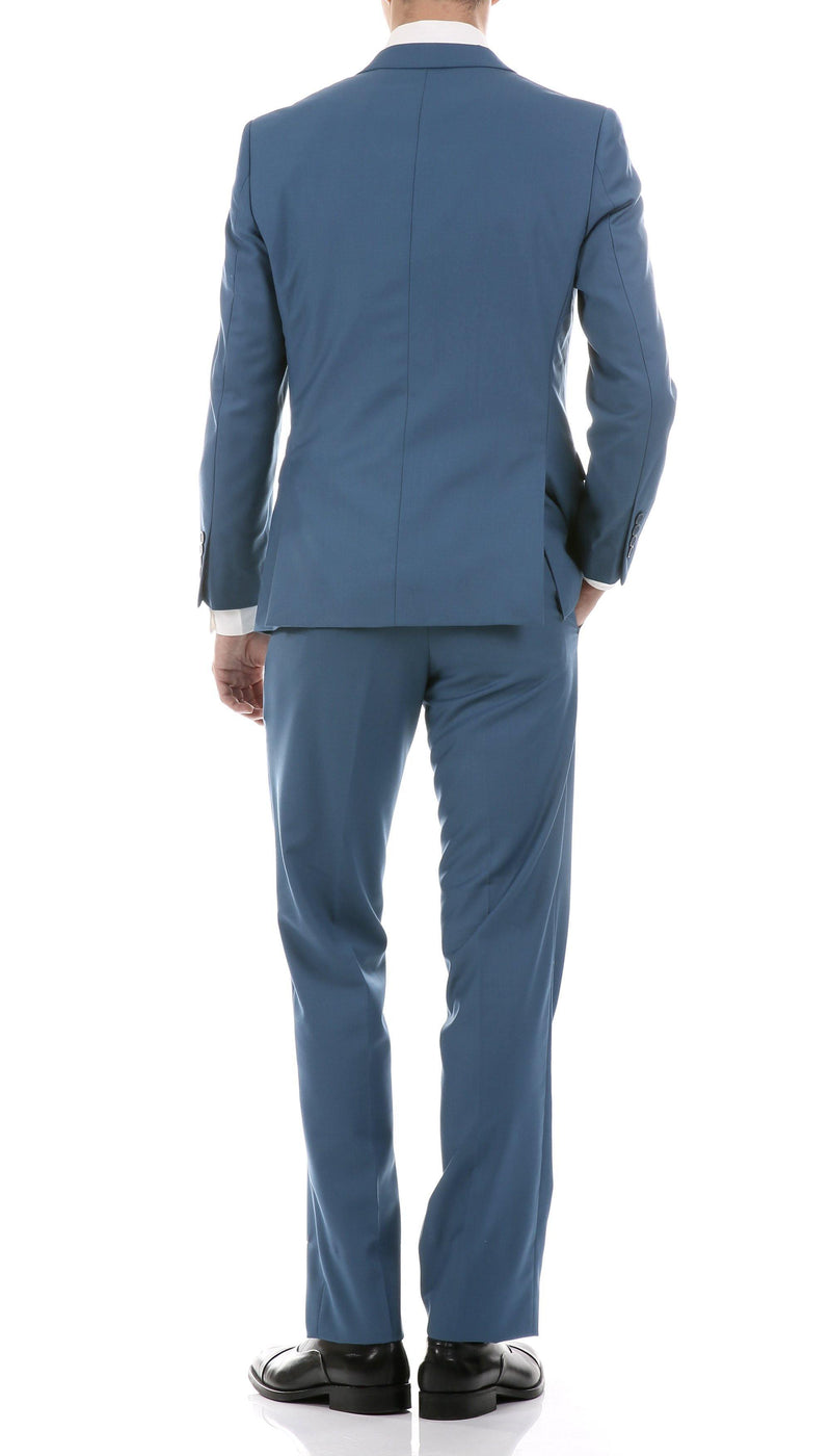 Oslo Collection - Slim Fit 2 Piece Suit Color Teal - Upscale Men's Fashion