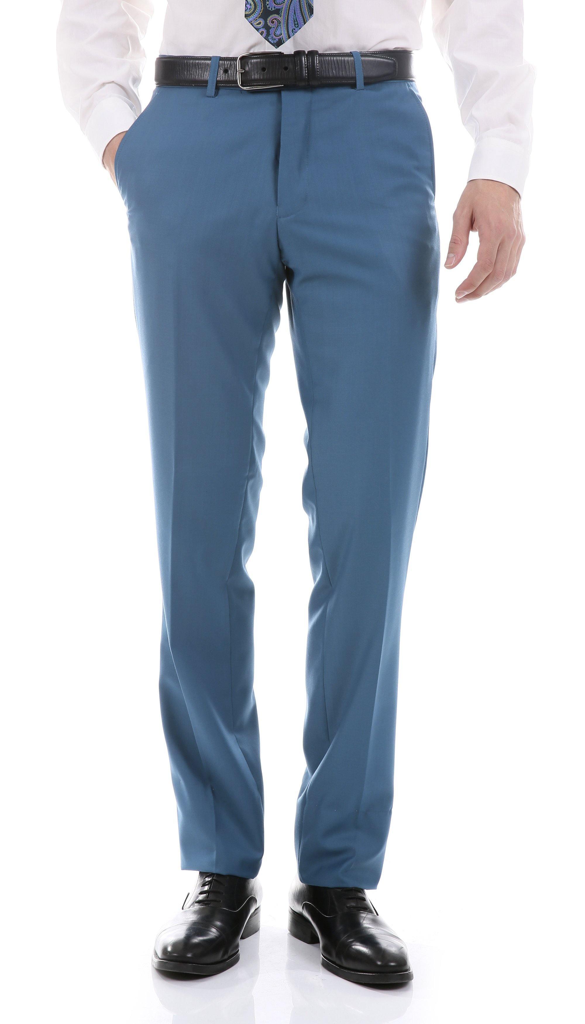 Oslo Collection - Slim Fit 2 Piece Suit Color Teal - Upscale Men's Fashion