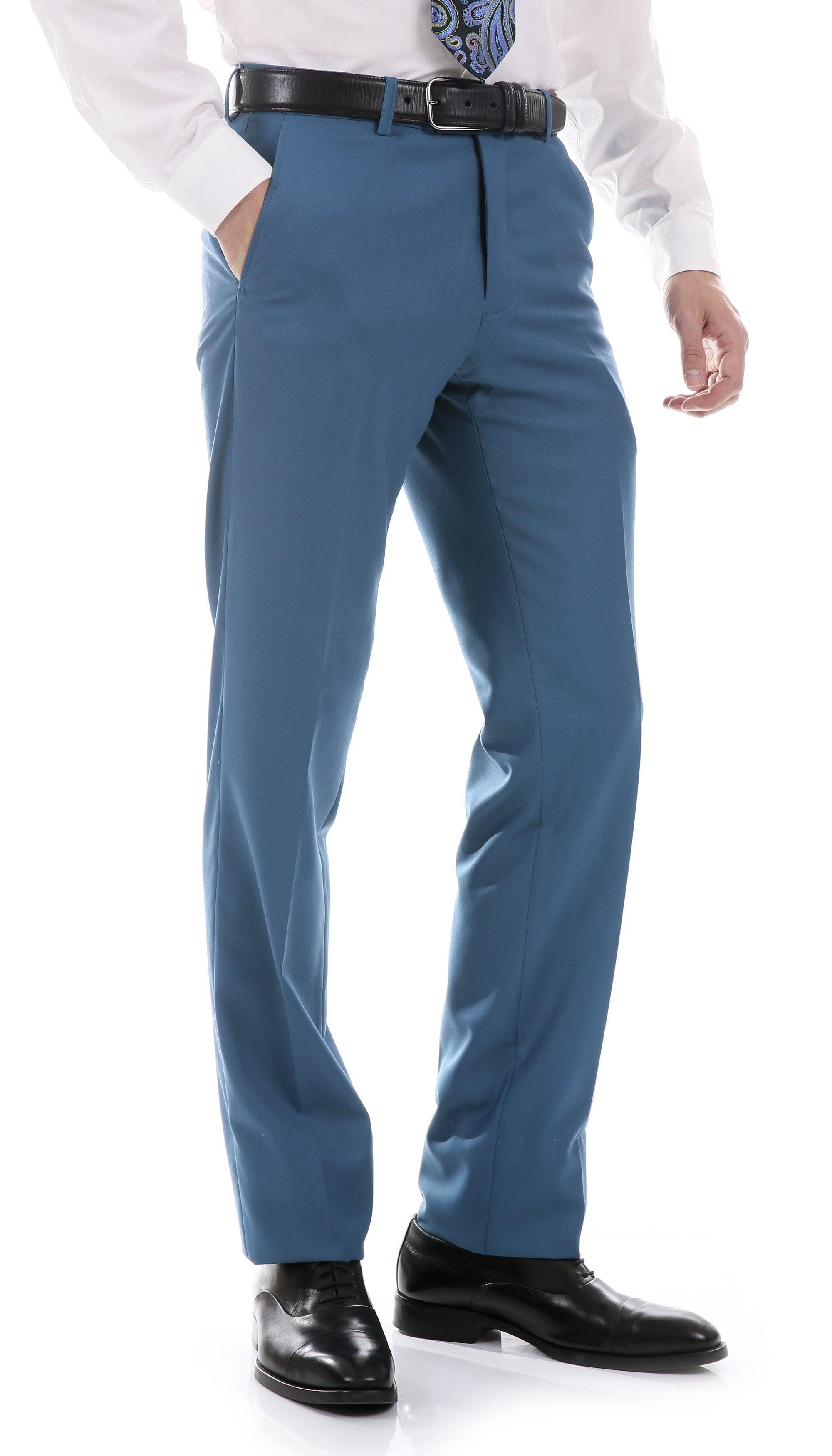 Oslo Collection - Slim Fit 2 Piece Suit Color Teal - Upscale Men's Fashion