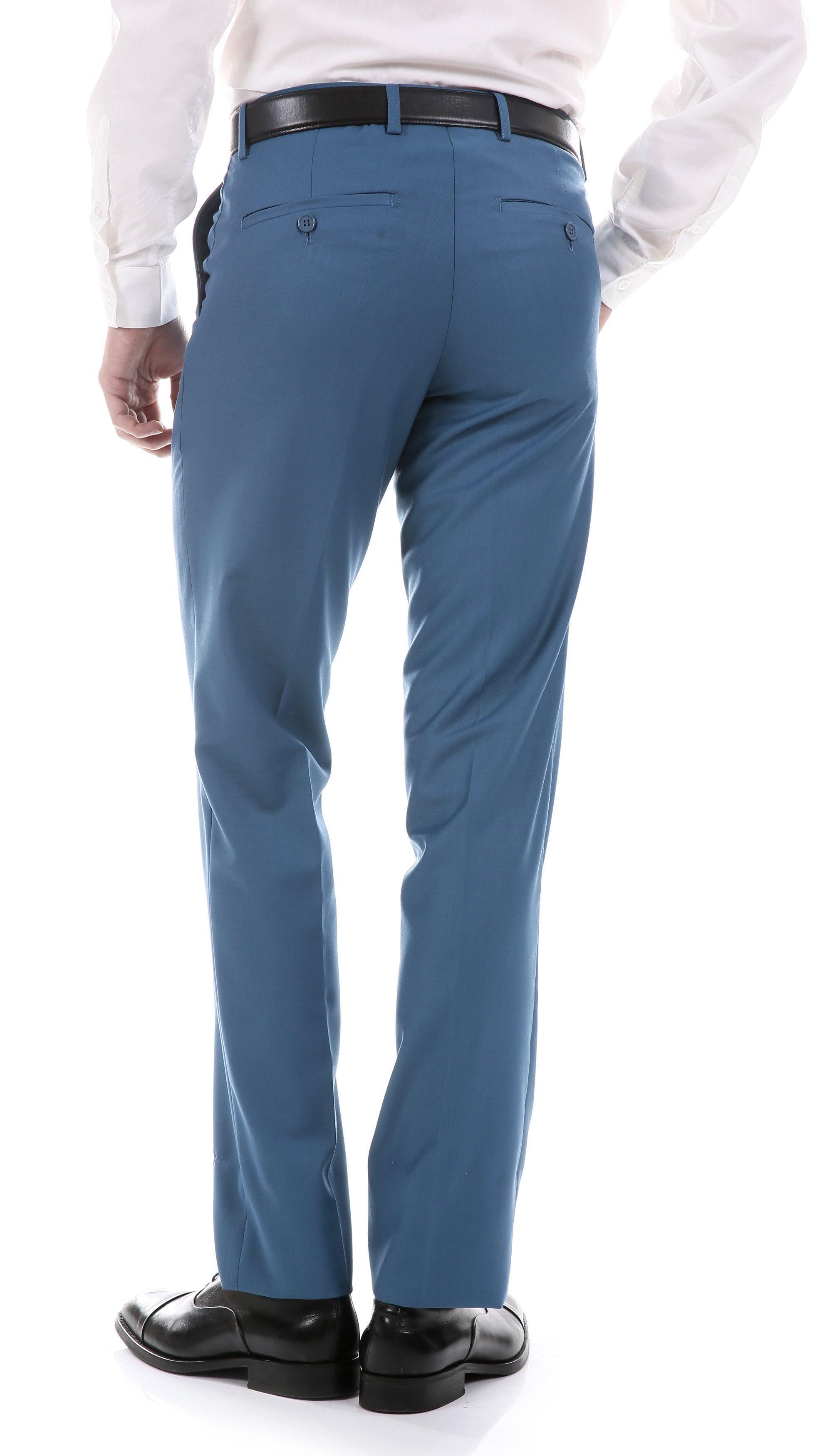 Oslo Collection - Slim Fit 2 Piece Suit Color Teal - Upscale Men's Fashion