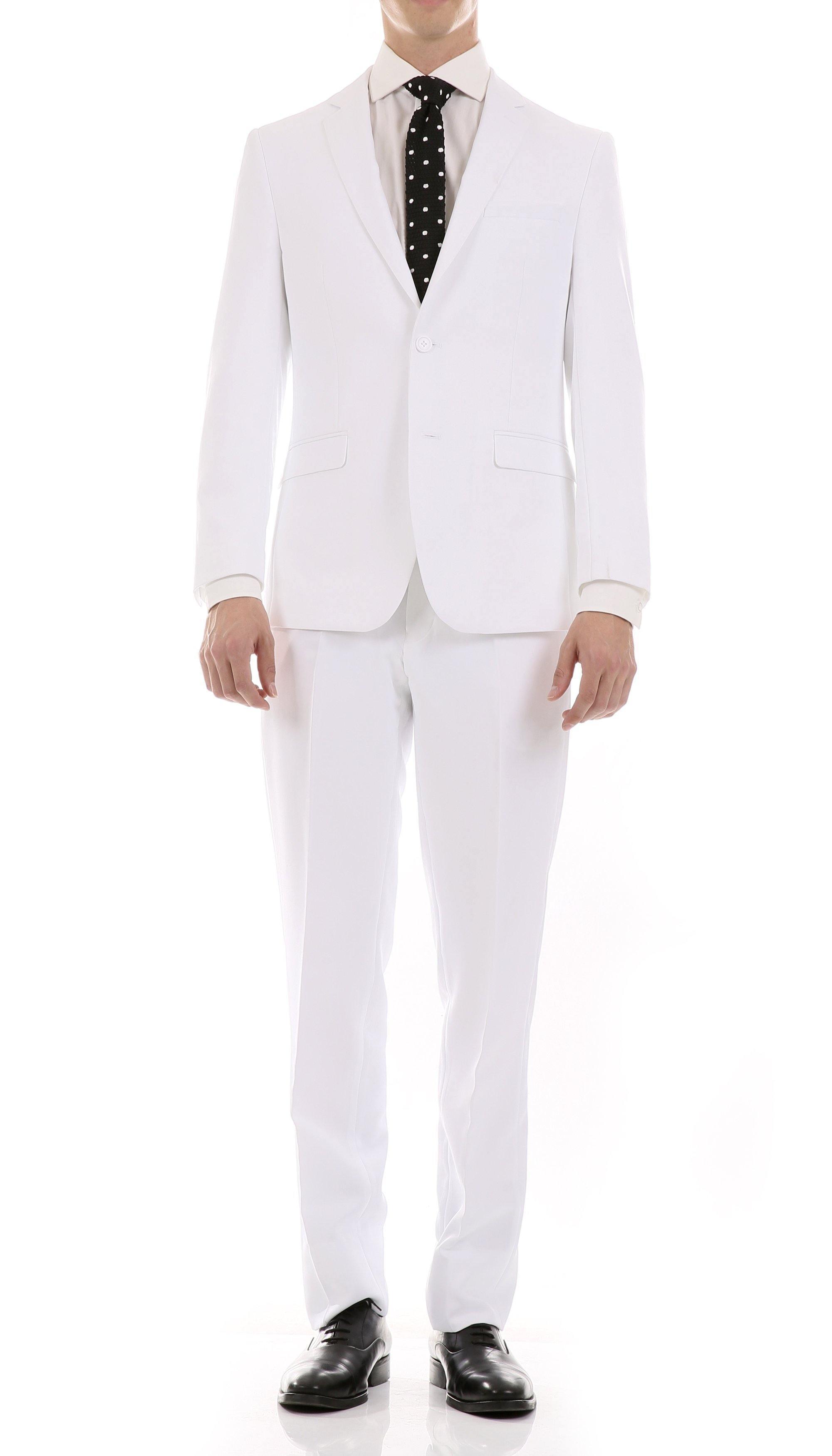 Oslo Collection - Slim Fit 2 Piece Suit Color White - Upscale Men's Fashion
