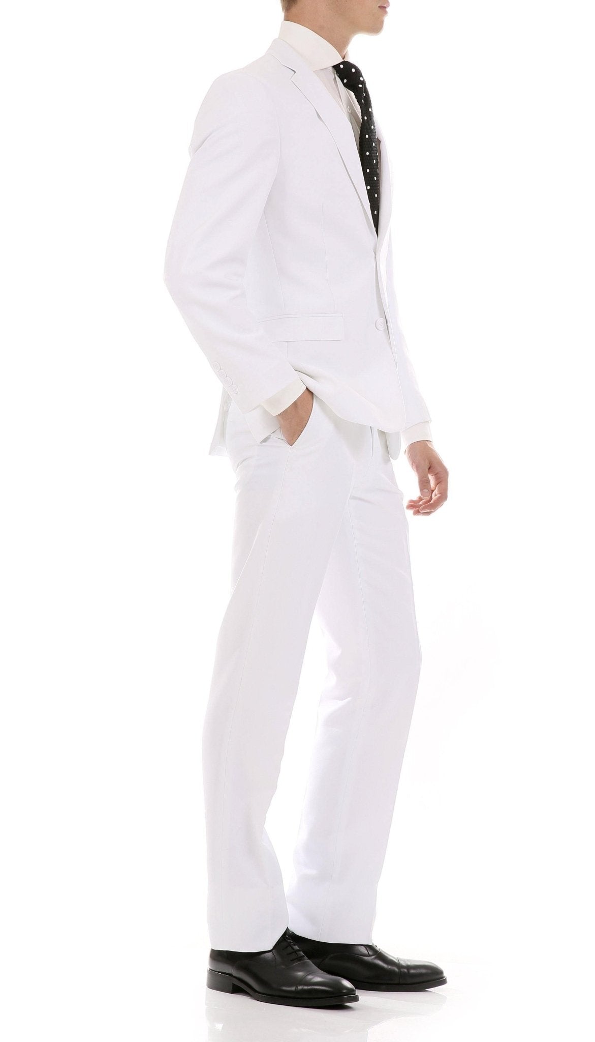 Oslo Collection - Slim Fit 2 Piece Suit Color White - Upscale Men's Fashion