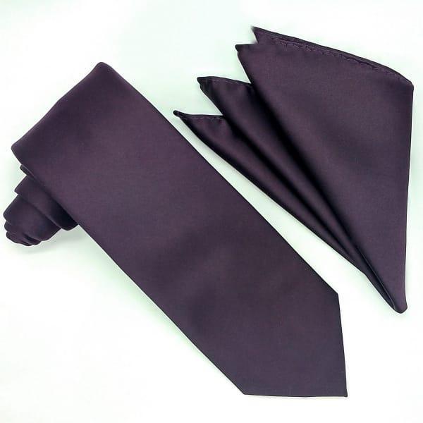 Plum Tie and Hanky Set - Upscale Men's Fashion