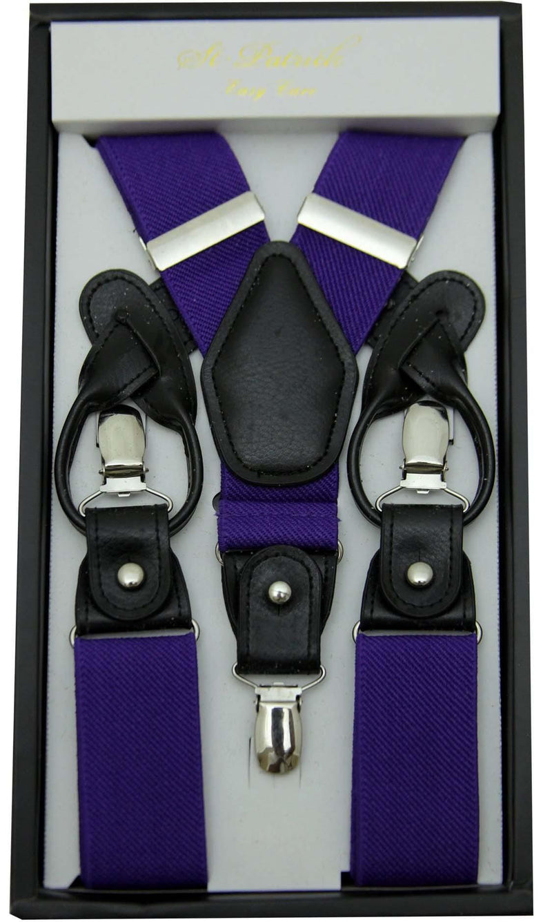 Purple Convertible Suspender Clip & Button - Upscale Men's Fashion