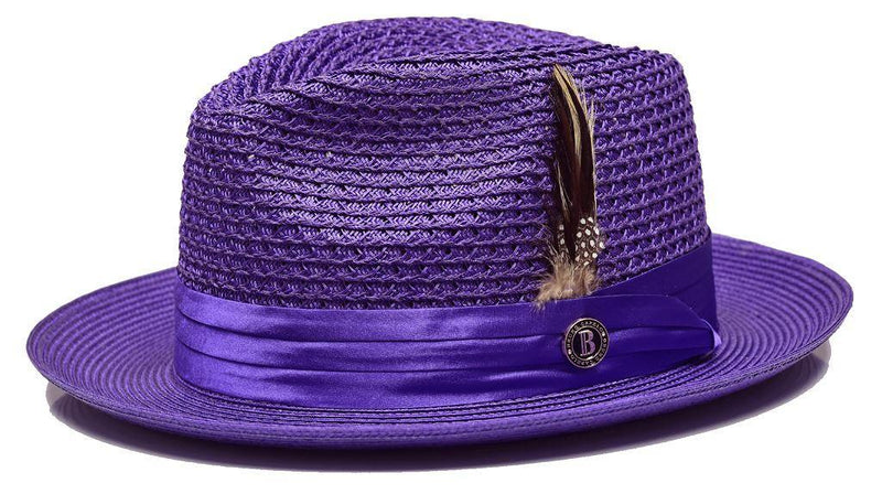 Purple Fedora Braided Straw Hat - Upscale Men's Fashion