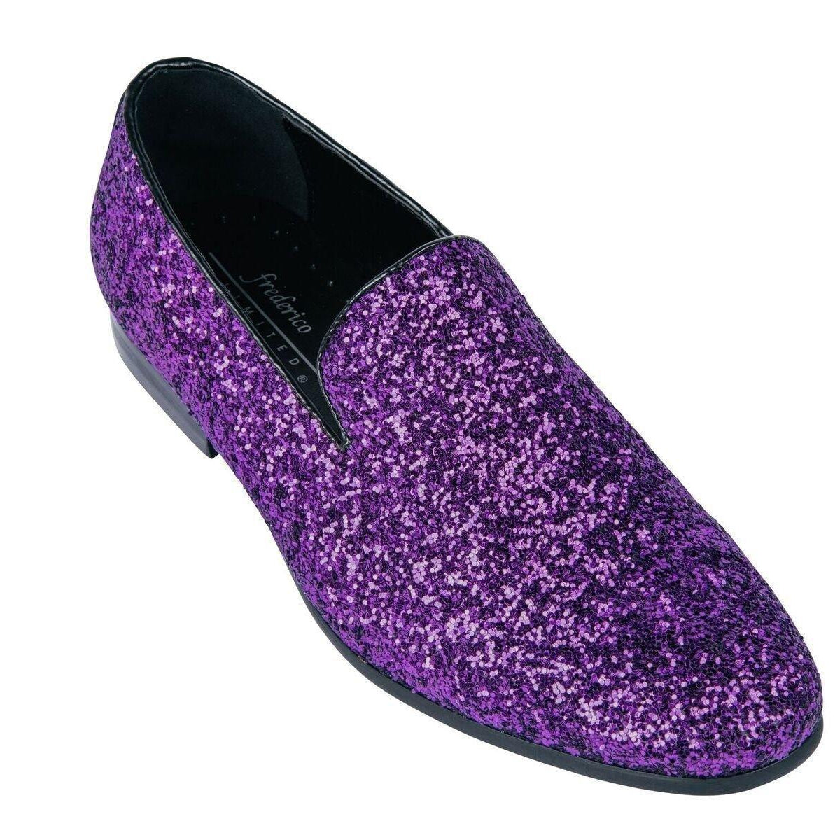 Purple Sparkle Slip On Men's Shoes