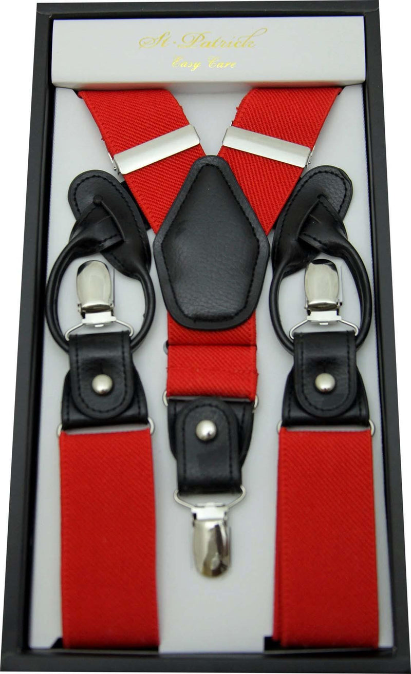 Red Convertible Suspender Clip & Button - Upscale Men's Fashion