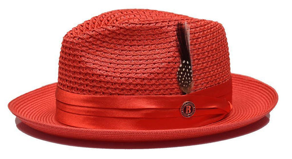 Red Fedora Braided Straw Hat - Upscale Men's Fashion