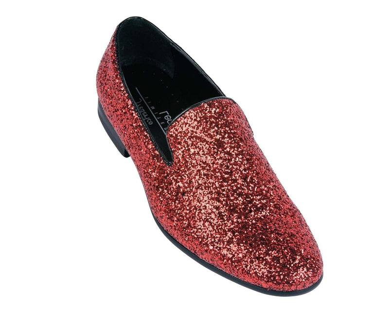 Red Sparkle Slip On Men's Shoes - Upscale Men's Fashion