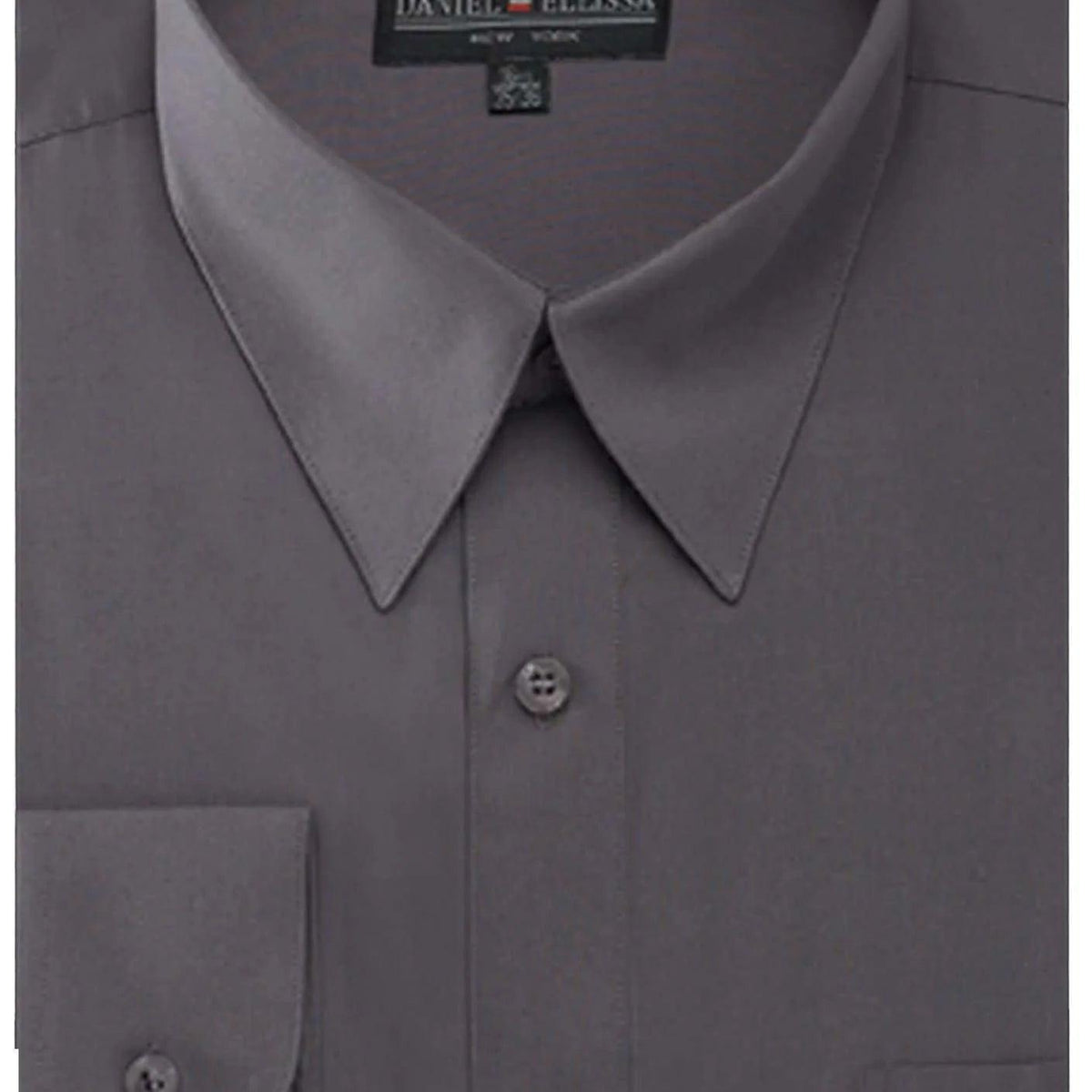 Regular Fit Point Collar Dress Shirt, Charcoal Regular Fit Point Collar Dress Shirt, Charcoal