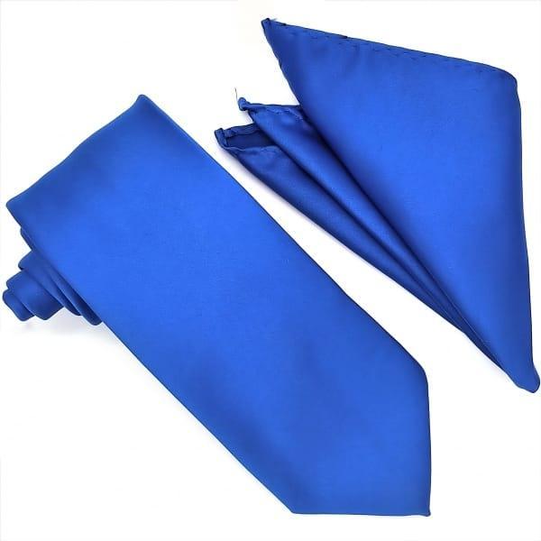 Royal Blue Tie and Hanky Set - Upscale Men's Fashion