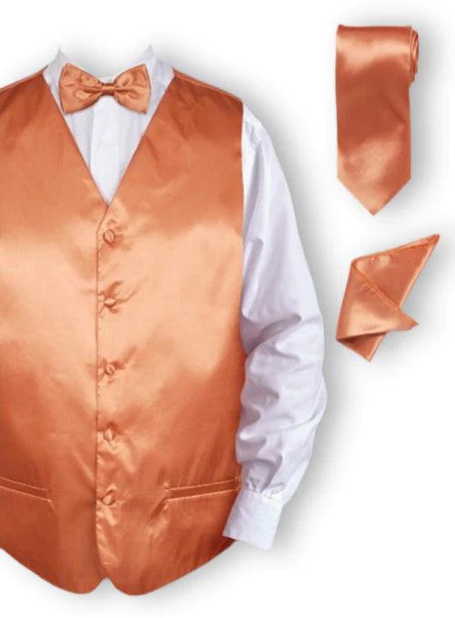 Rust Satin Tuxedo Vest Set - Upscale Men's Fashion