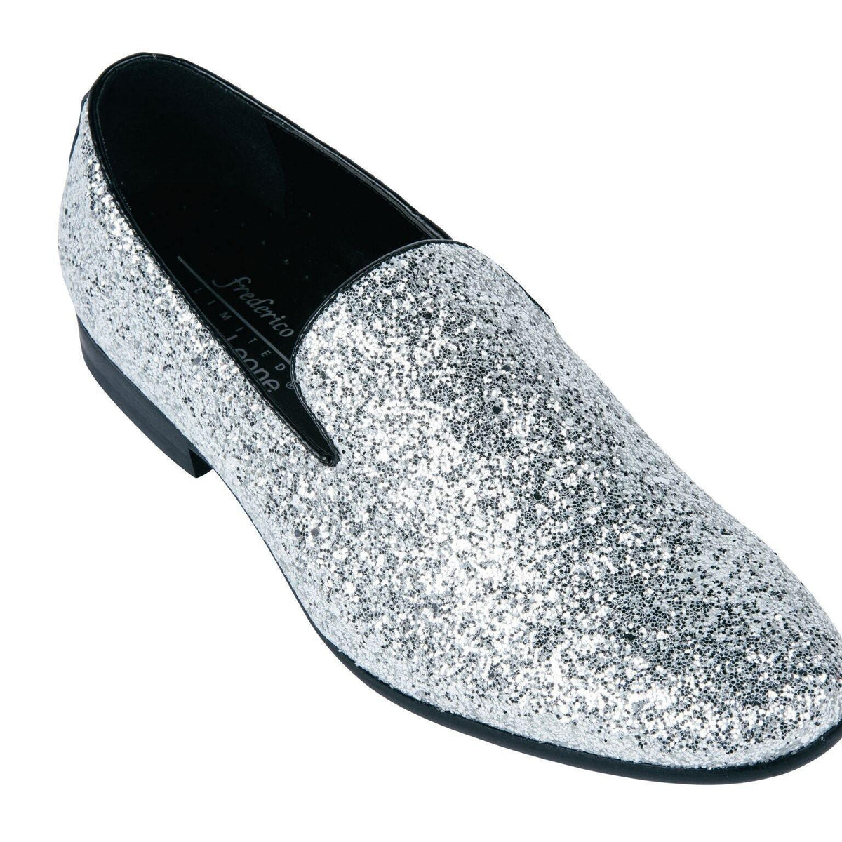 Silver Sparkle Slip On Men's Shoes
