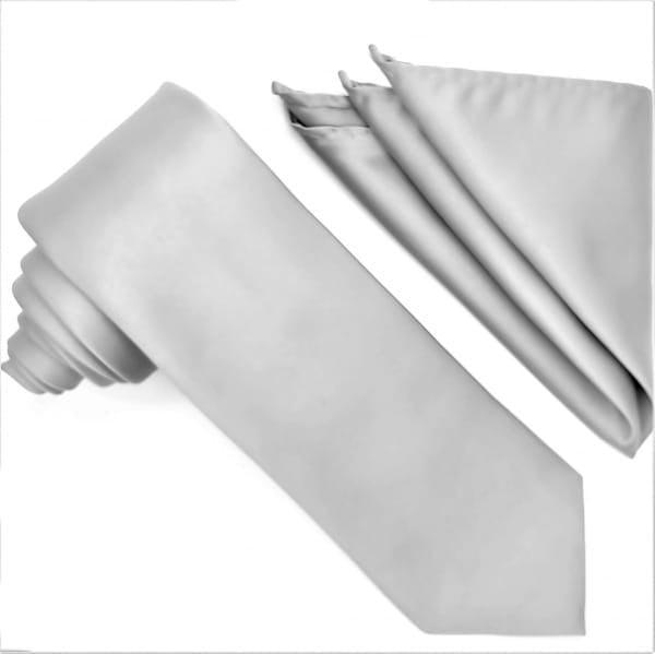 Silver Tie and Hanky Set - Upscale Men's Fashion