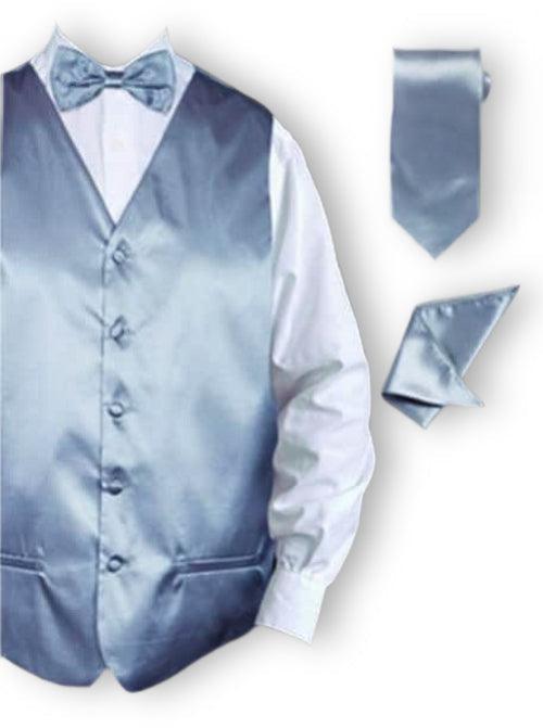 Silver Tuxedo Vest Set - Upscale Men's Fashion