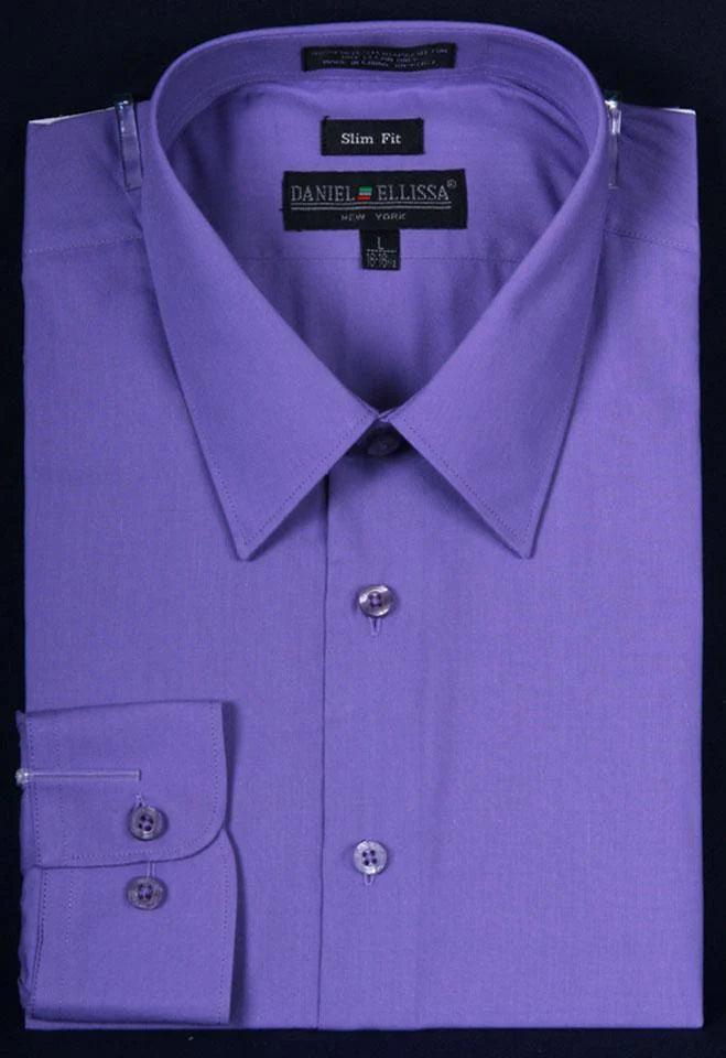 Slim Fit Dress Shirt, Lavender - Upscale Men's Fashion