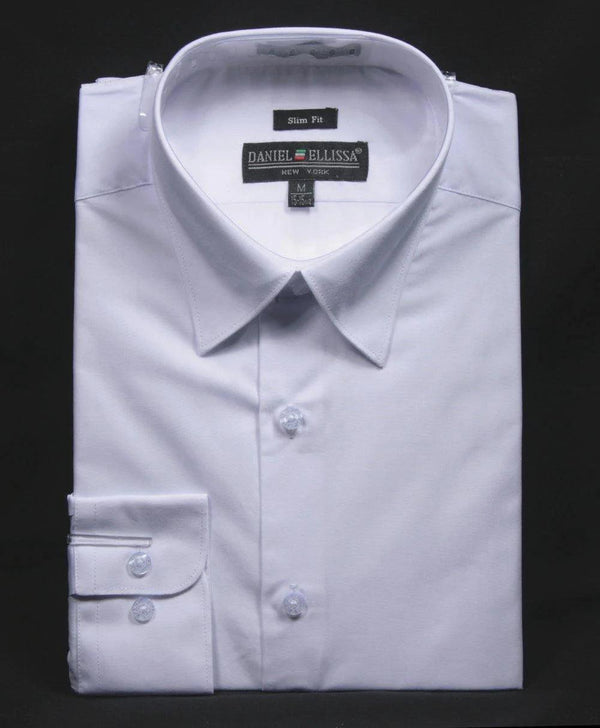Slim Fit Dress Shirt, White - Upscale Men's Fashion