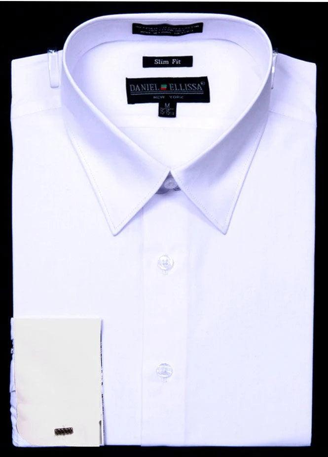Slim Fit French Cuff Shirt, White - Upscale Men's Fashion