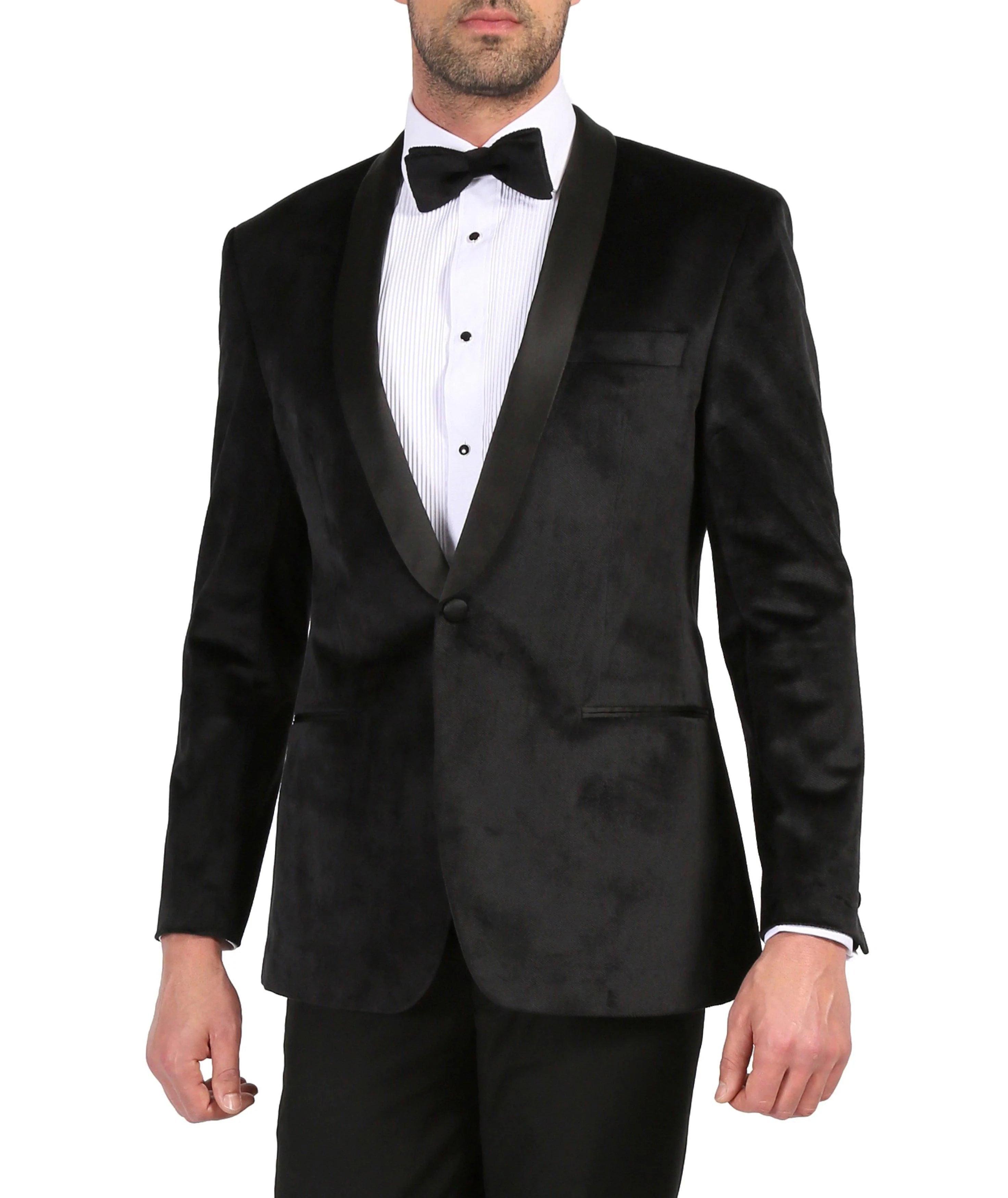 Slim Fit Shawl Lapel Dinner Jacket, Black - Upscale Men's Fashion