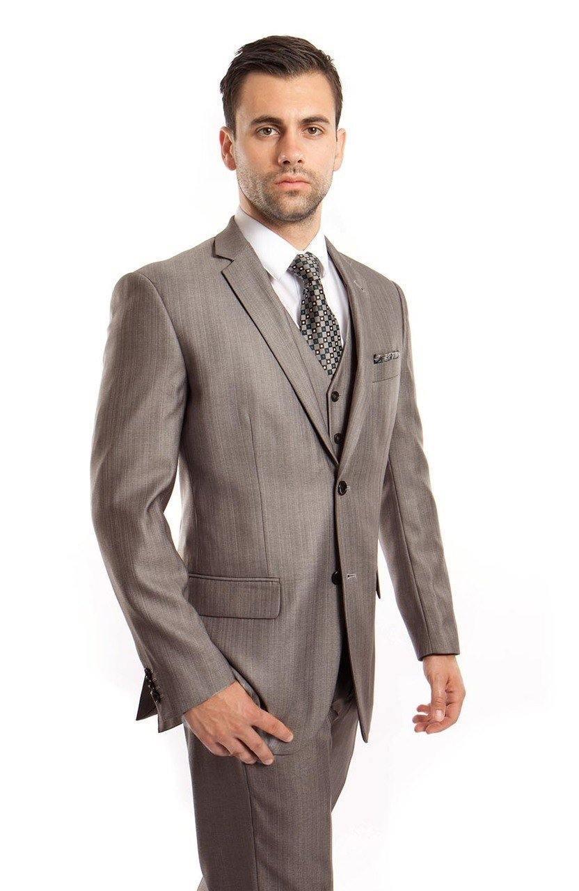 TAZIO COLLECTION-GREY TEXTURED 3 PIECE SUIT - Upscale Men's Fashion