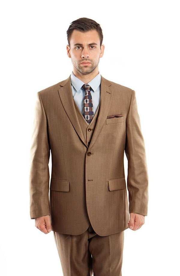 TAZIO COLLECTION-TOASTED TEXTURED 3 PIECE SUIT - Upscale Men's Fashion