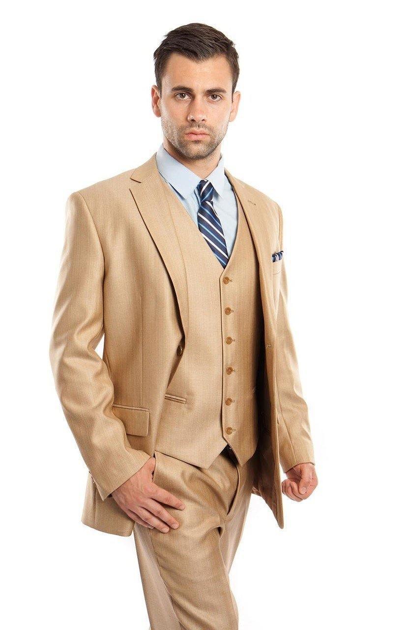 TAZIO COLLECTION-WHEAT TEXTURED 3 PIECE SUIT - Upscale Men's Fashion