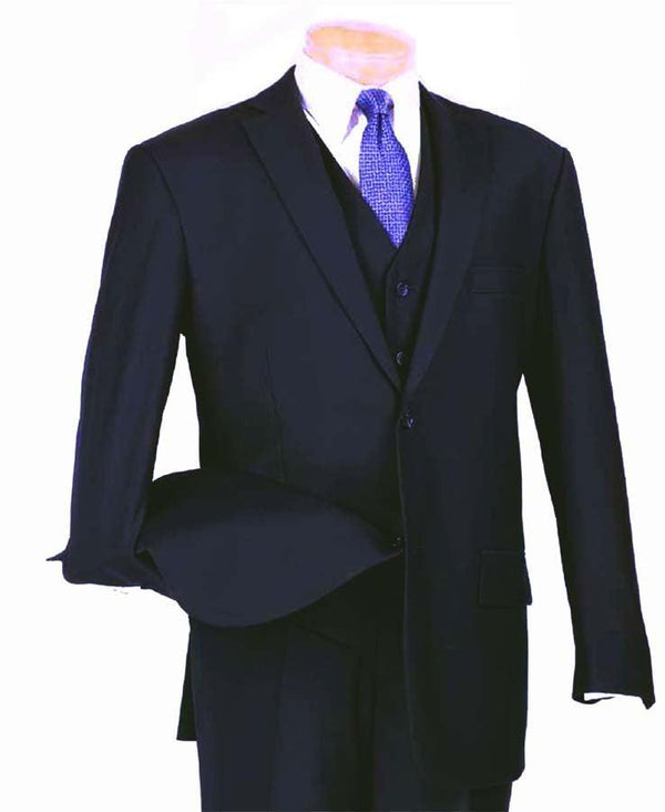 Three Piece Classic Fit Vested Suit Color Navy - Upscale Men's Fashion