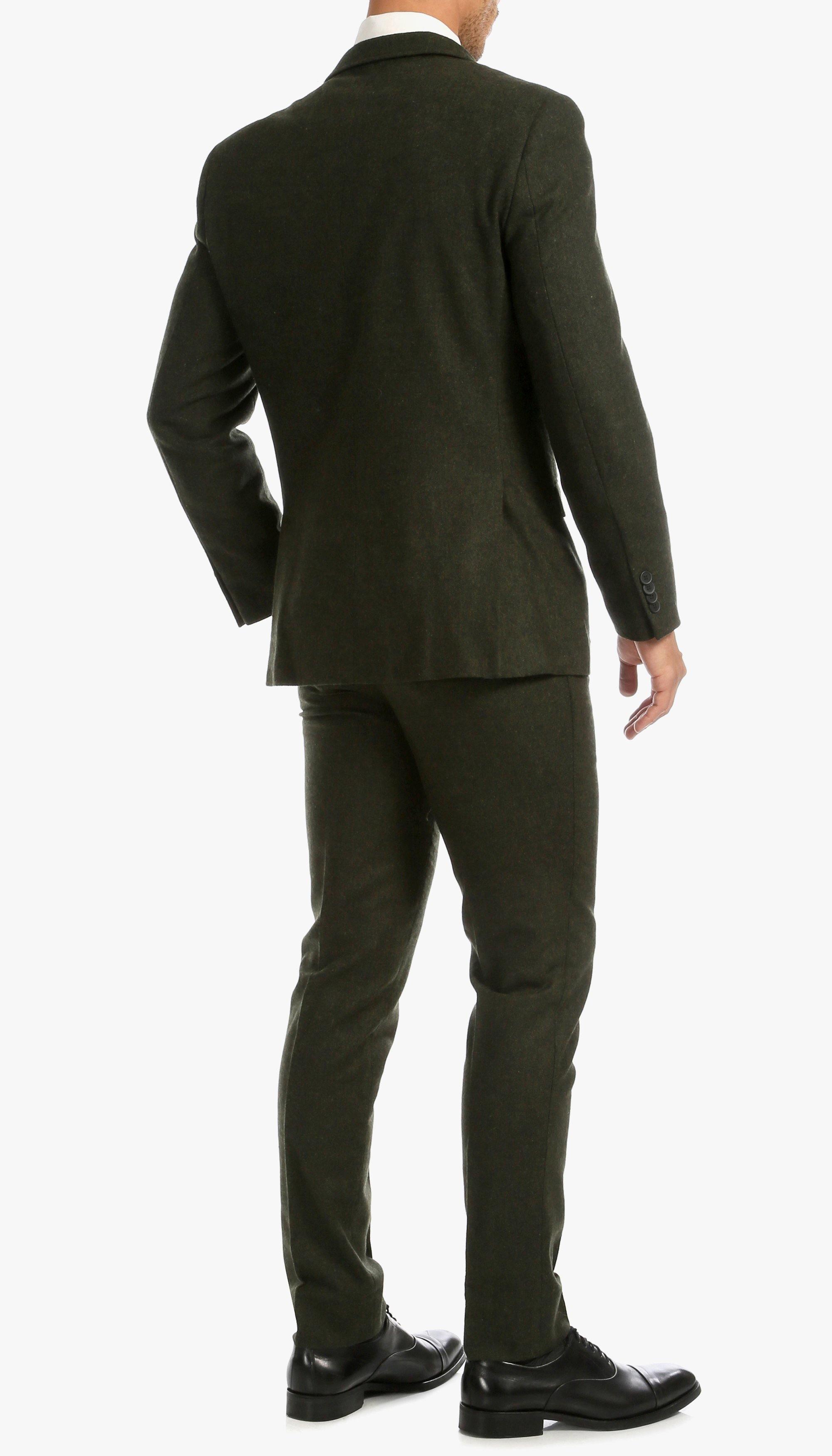 Tweed Men's Slim Fit 3 Piece Suit in Green - Upscale Men's Fashion