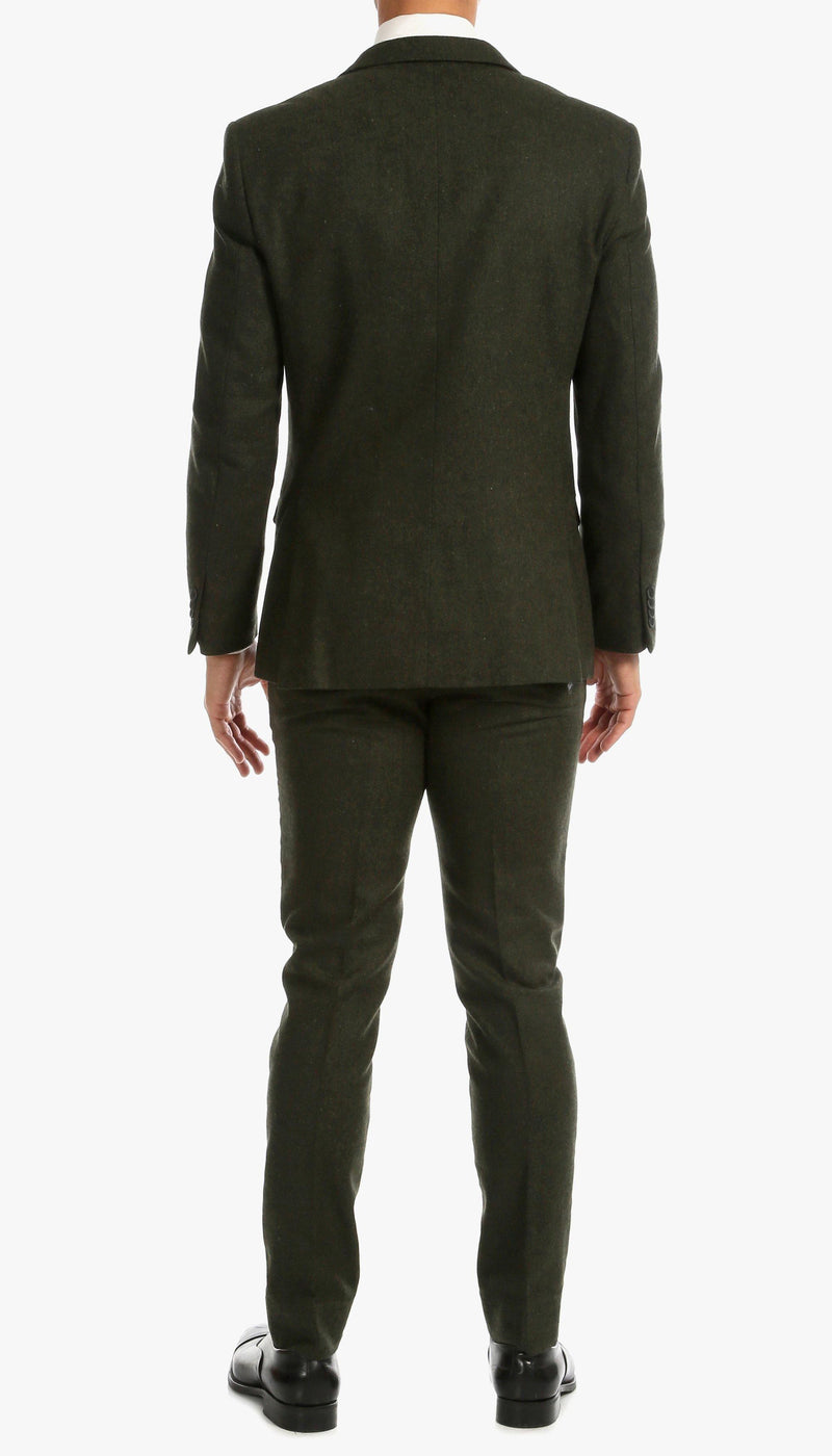 Tweed Men's Slim Fit 3 Piece Suit in Green - Upscale Men's Fashion