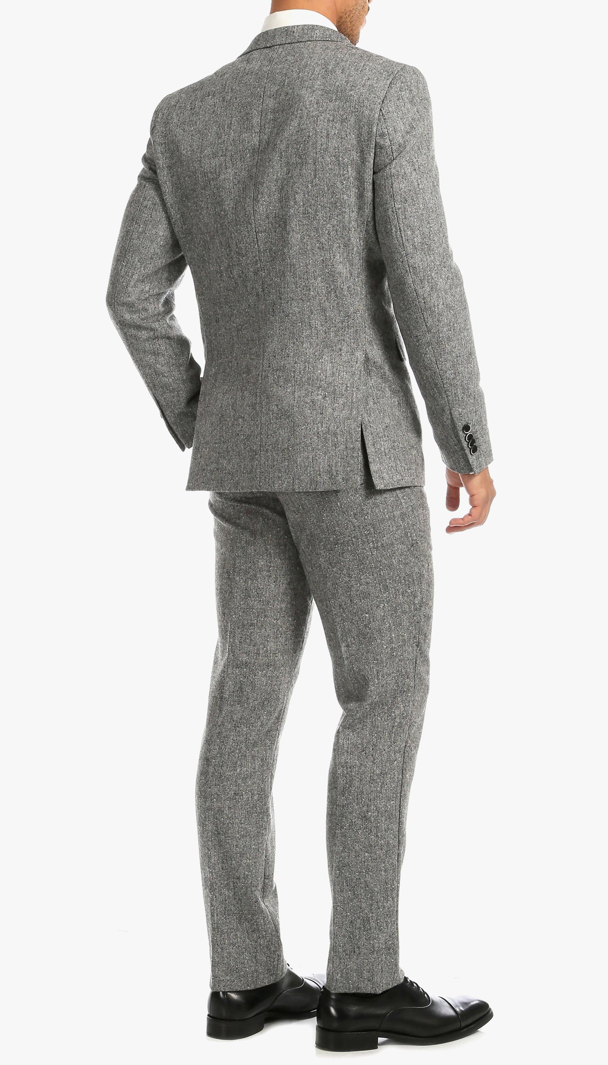 Tweed Men's Slim Fit 3 Piece Suit in Grey - Upscale Men's Fashion