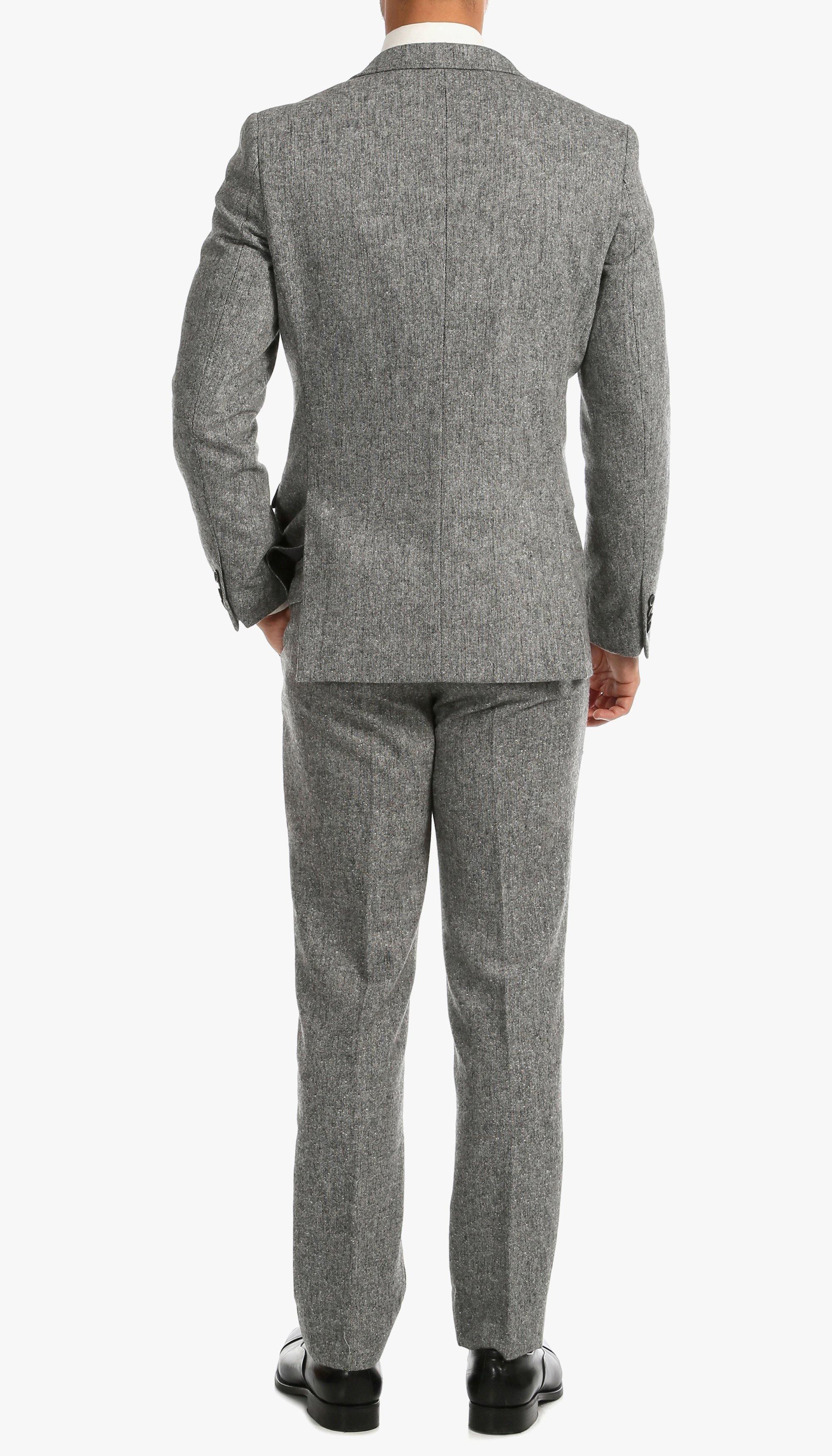 Tweed Men's Slim Fit 3 Piece Suit in Grey - Upscale Men's Fashion